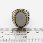 انگشتر عقیق کبود یمنی نقره مردانه طرح دورطلایی رائد - Image 2