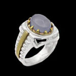 انگشتر عقیق کبود یمنی نقره مردانه طرح دورطلایی راثین