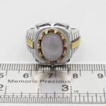 انگشتر عقیق کبود یمنی نقره مردانه طرح دورطلایی راثین - Image 4