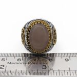 انگشتر عقیق کبود یمنی نقره مردانه طرح دورطلایی رادبه - Image 4