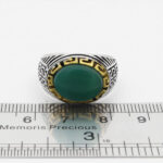 انگشتر عقیق سبز نقره مردانه طرح دور طلایی شروین - Image 4