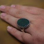 انگشتر عقیق سبز نقره مردانه طرح "امیری حسین و نعم الامیر" - Image 5