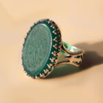 انگشتر عقیق سبز نقره مردانه طرح "امیری حسین و نعم الامیر" - Image 3