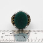 انگشتر عقیق سبز نقره مردانه طرح دور طلایی یا فاطمه الزهرا (س) - Image 5