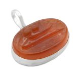 گردنبند عقیق سرخ نقره طرح "حسبی الله" + حرز امام جواد (ع) + تربت امام حسین (ع)