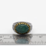 انگشتر زمرد هندی الماس تراش نقره مردانه دور طلایی طرح شروین - Image 2