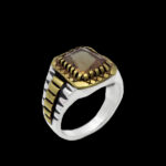 انگشتر الکساندریت الماس تراش نقره مردانه طرح دورطلایی دهقان - Image 5