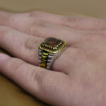 انگشتر الکساندریت الماس تراش نقره مردانه طرح دورطلایی دهقان - Image 4