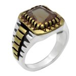 انگشتر الکساندریت الماس تراش نقره مردانه طرح دورطلایی دهقان