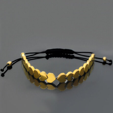 دستبند حدید صینی فانتزی دخترانه و پسرانه طرح فانتزی طلایی قلب