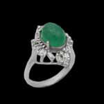 انگشتر یشم نقره زنانه طرح نگین - Image 4