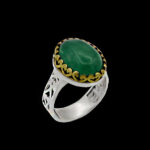 انگشتر یشم نقره مردانه طرح دور طلایی رایمند