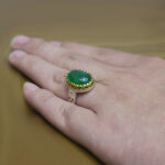 انگشتر یشم نقره مردانه طرح دور طلایی رایمند - Image 2