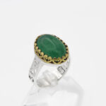 انگشتر یشم نقره مردانه طرح دور طلایی رایمند - Image 4