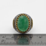 انگشتر یشم نقره مردانه طرح دور طلایی آمدم ای شاه - Image 3