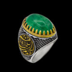 انگشتر یشم نقره مردانه طرح دور طلایی آمدم ای شاه