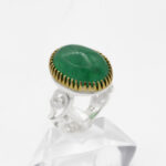 انگشتر یشم نقره مردانه طرح دور طلایی ربیع - Image 4