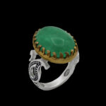 انگشتر یشم نقره مردانه طرح دور طلایی رحمدل