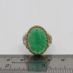 انگشتر یشم نقره مردانه طرح دور طلایی رحمدل - Image 3