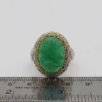 انگشتر یشم نقره مردانه طرح دور طلایی پنام - Image 2