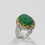 انگشتر یشم نقره مردانه طرح دور طلایی پنام - Image 4