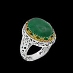 انگشتر یشم نقره مردانه طرح دور طلایی پنام