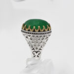 انگشتر یشم نقره مردانه طرح دور طلایی سریران - Image 2