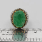 انگشتر یشم نقره مردانه طرح دور طلایی سریران - Image 4