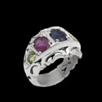 انگشتر چند سنگ نقره مردانه دست ساز طرح فاخر رامسین