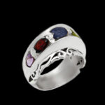 انگشتر چند سنگ نقره دست ساز مردانه طرح فاخر نگیشا