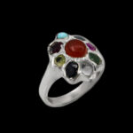 انگشتر چند سنگ نقره زنانه دست ساز طرح یلدا