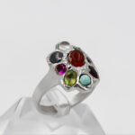 انگشتر چند سنگ نقره زنانه دست ساز طرح سارینا - Image 2