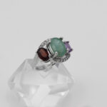 انگشتر چند نگین الماس تراش نقره زنانه طرح دینا - Image 2