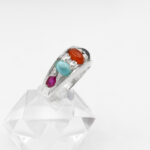 انگشتر چند سنگ نقره زنانه و مردانه دست ساز طرح راحل + حکاکی عین علی (ع) روی سنگ حدید صینی - Image 5