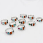 انگشتر چند سنگ نقره زنانه و مردانه دست ساز طرح راحل ۲ + حکاکی هفت جلاله روی سنگ حدید صینی - Image 2