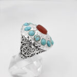 انگشتر چند سنگ نقره مردانه طرح راد - Image 3