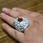 انگشتر چند سنگ نقره مردانه طرح راد - Image 5