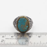 انگشتر فیروزه نیشابوری نقره مردانه طرح یا ضامن آهو ۵ - Image 4