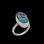 انگشتر فیروزه نیشابوری نقره دست ساز مردانه و زنانه طرح سمرا + حرز امام جواد (ع)