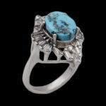 انگشتر فیروزه نیشابوری نقره زنانه طرح آبرنگ ۳