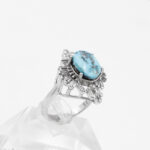 انگشتر فیروزه نیشابوری نقره زنانه طرح آبرنگ ۳ - Image 3