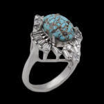 انگشتر فیروزه نیشابوری نقره زنانه طرح آبرنگ ۴