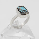 انگشتر فیروزه نیشابوری دست ساز نقره زنانه طرح نگار + حرز امام جواد (ع) - Image 2