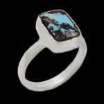 انگشتر فیروزه نیشابوری دست ساز نقره زنانه طرح نگار + حرز امام جواد (ع)