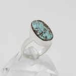 انگشتر فیروزه نیشابوری دست ساز نقره زنانه طرح فاتح ۲ + حرز امام جواد (ع) - Image 2