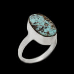 انگشتر فیروزه نیشابوری دست ساز نقره زنانه طرح فاتح ۲ + حرز امام جواد (ع)