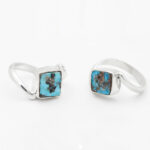 انگشتر فیروزه نیشابوری دست ساز نقره زنانه طرح پیچک + حرز امام جواد (ع) - Image 2