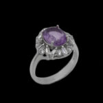 انگشتر آمیتیست الماس تراش نقره زنانه طرح دیده