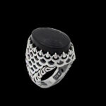 انگشتر عقیق مشکی نقره مردانه طرح "نصر من الله و فتح قریب" - Image 6