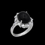 انگشتر عقیق مشکی نقره زنانه طرح راسن